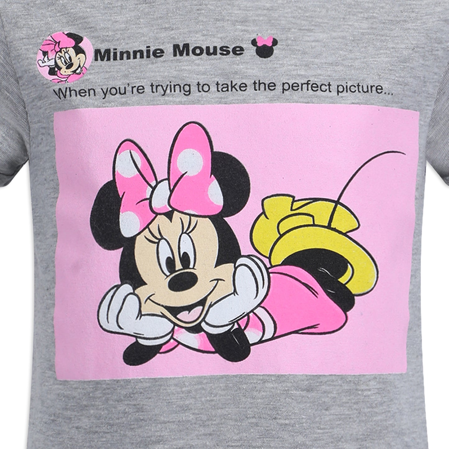 Disney Minnie Mouse Girls’ T-Shirt and Short Set for Toddler and Little Kids – Pink/Grey