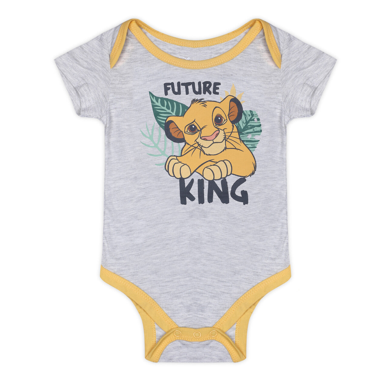 Disney Lion King Simba, Timon and Pumbaa Boys’ 5 Pack Bodysuits for Newborn and Infant – Yellow/Green/Grey