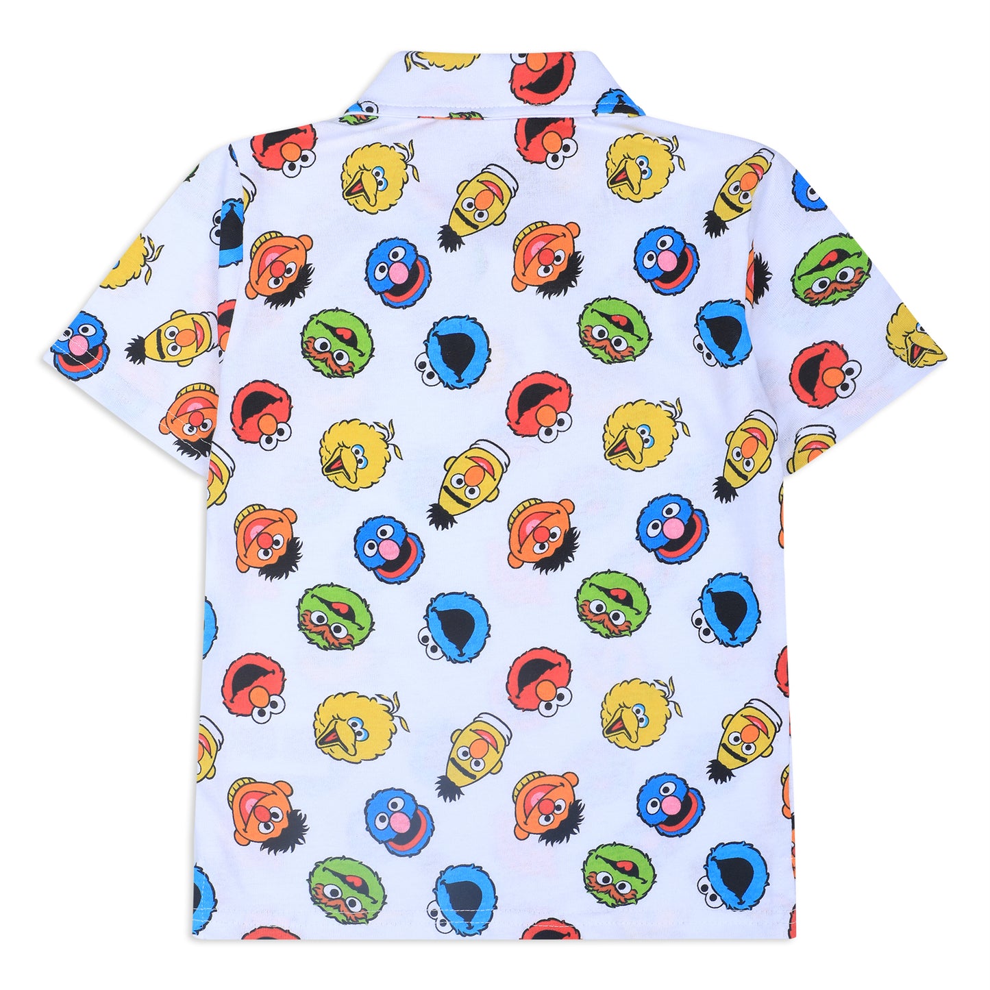 Sesame Street Boys’ Half Button Shirt for Infant and Toddler – White