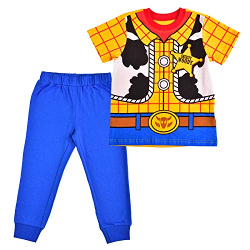 Disney Toy Story Boys’ T-Shirt and Jogger Set for Toddler and Little Kids – Blue/Yellow or Green/Grey
