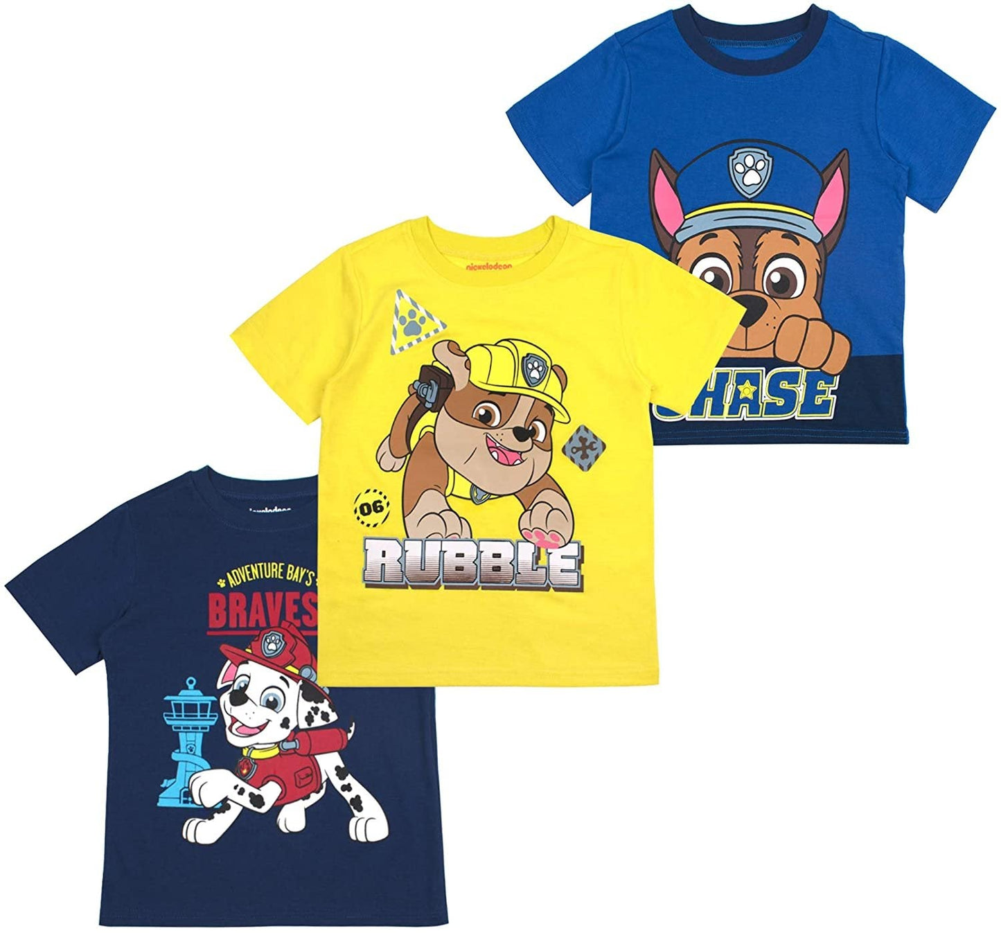 Nickelodeon Paw Patrol Boys T-Shirt Pack for Toddler and Little Kids – Grey/Red/White/Yellow/Blue/Navy