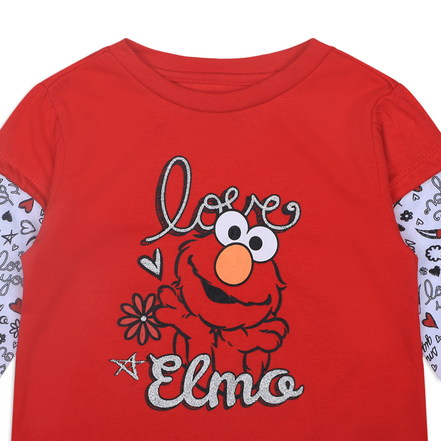 Sesame Street Elmo Girls’ Long Sleeve Shirt for Infant and Toddler – Red