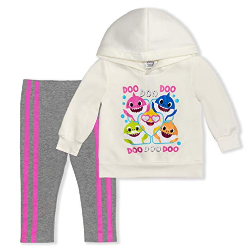 Nickelodeon Baby Shark Girls’ Hoodie and Legging Set for Infant and Toddler – White/Grey Or Pink/Grey