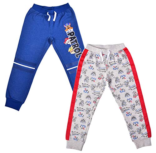 Nickelodeon Paw Patrol Marshall, Rubble and Chase Boys' Jogger Pants 2 Pack for Toddler and Little Kids – Grey/Blue