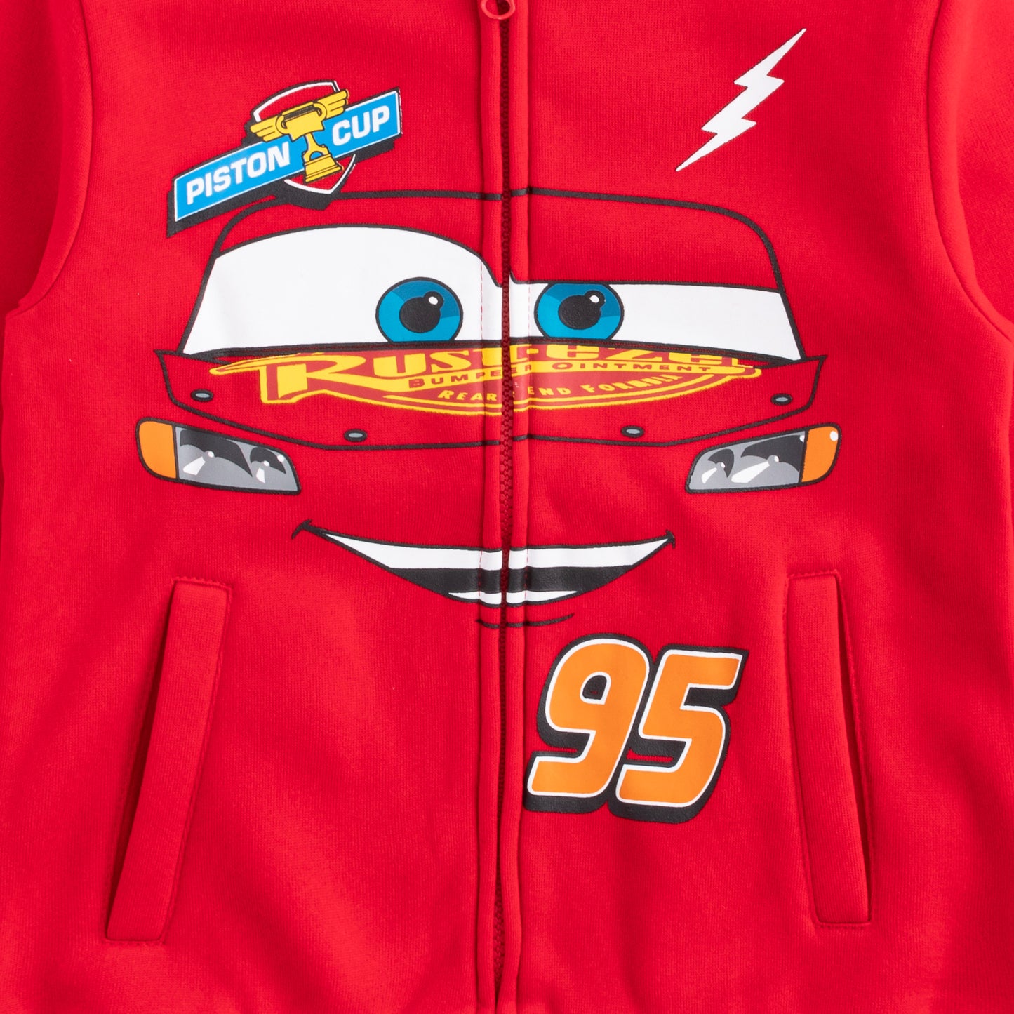 Disney Cars Lightning McQueen Boys’ Zip up Hoodie for Toddler and Little Kids - Red