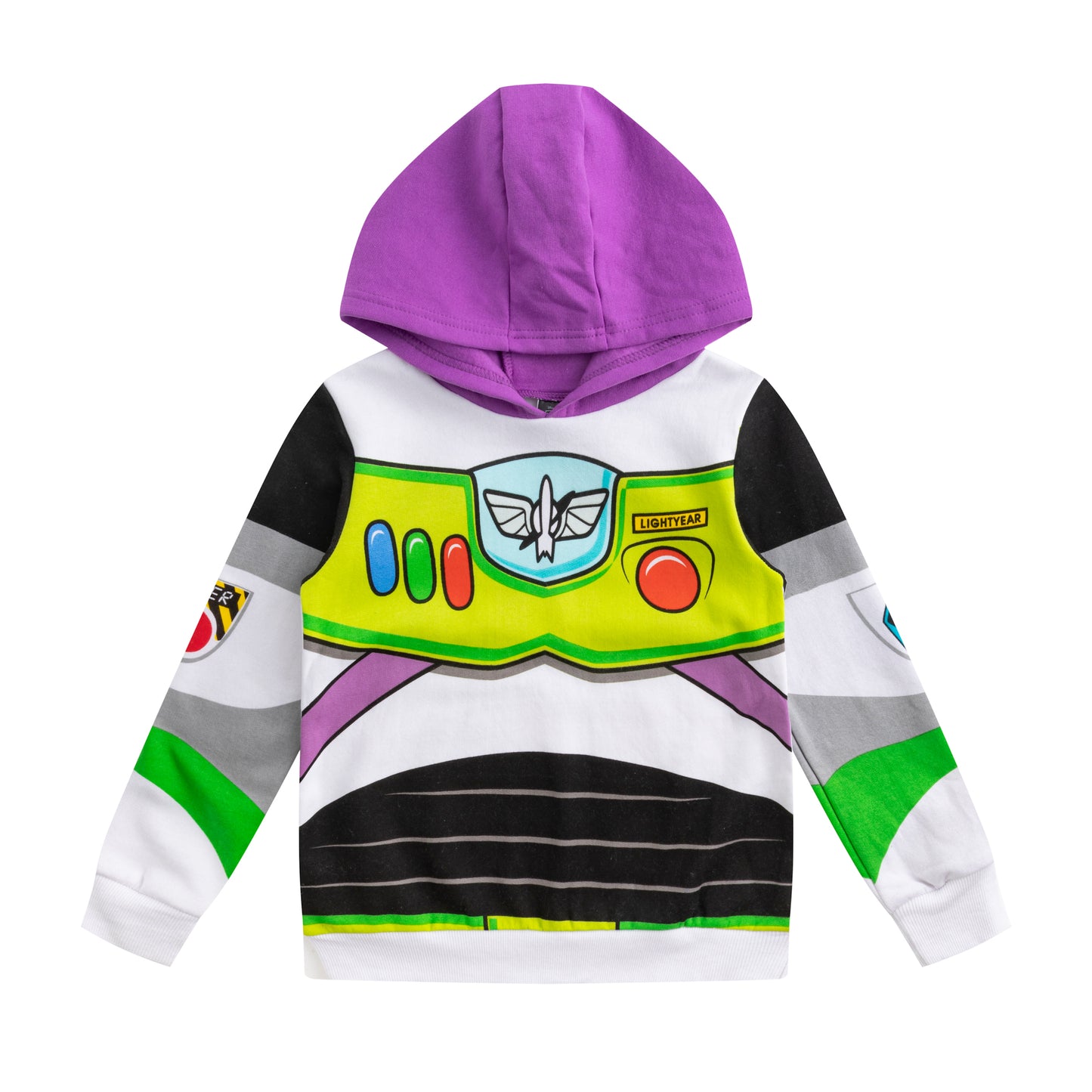 Disney Toy Story Boys’ Buzz Lightyear Pullover Hoodie for Toddler and Little Kids – White