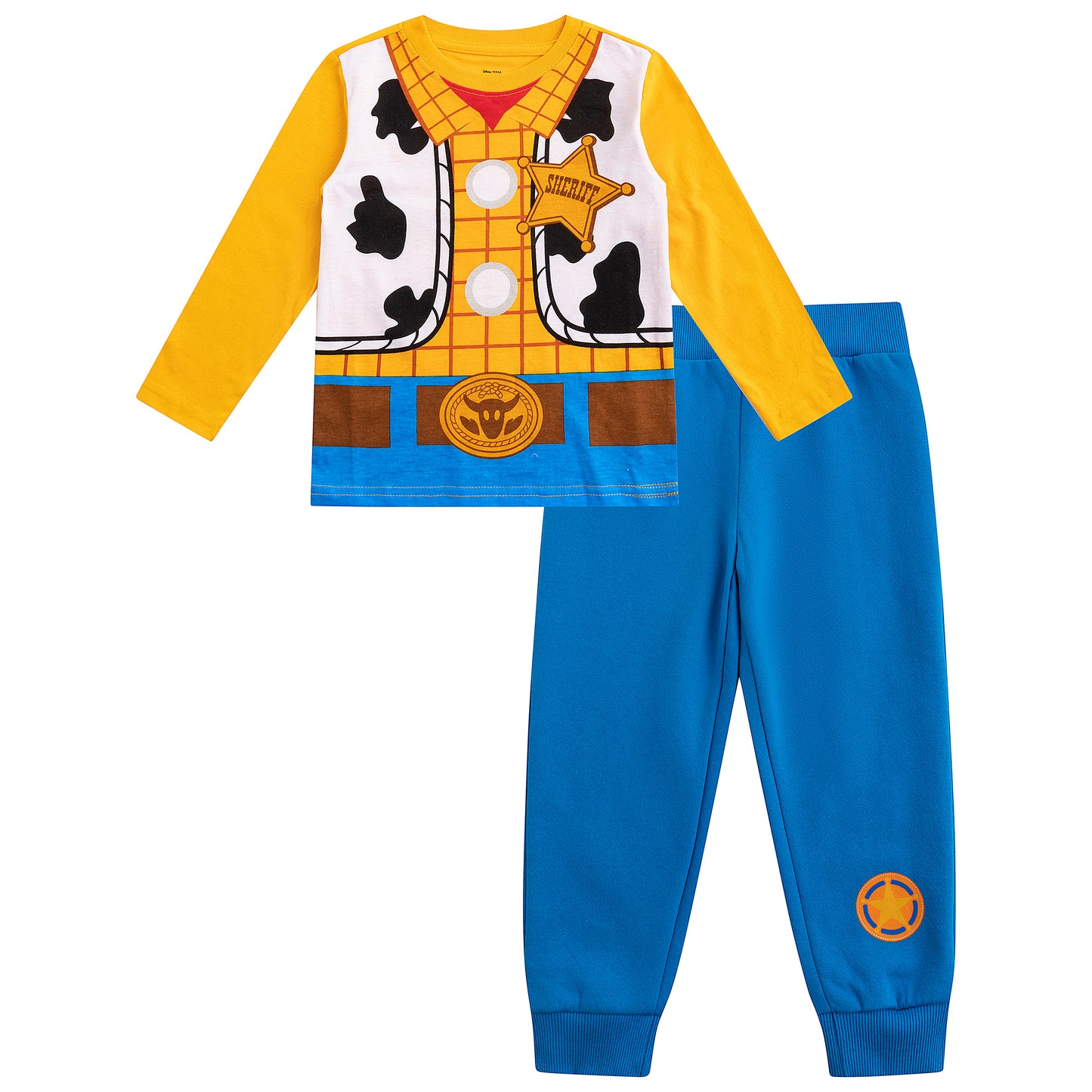 Disney Toy Story Woody and Buzz Lightyear Boys’ Long Sleeve Shirt and Jogger Pant Set for Toddler and Little Kids