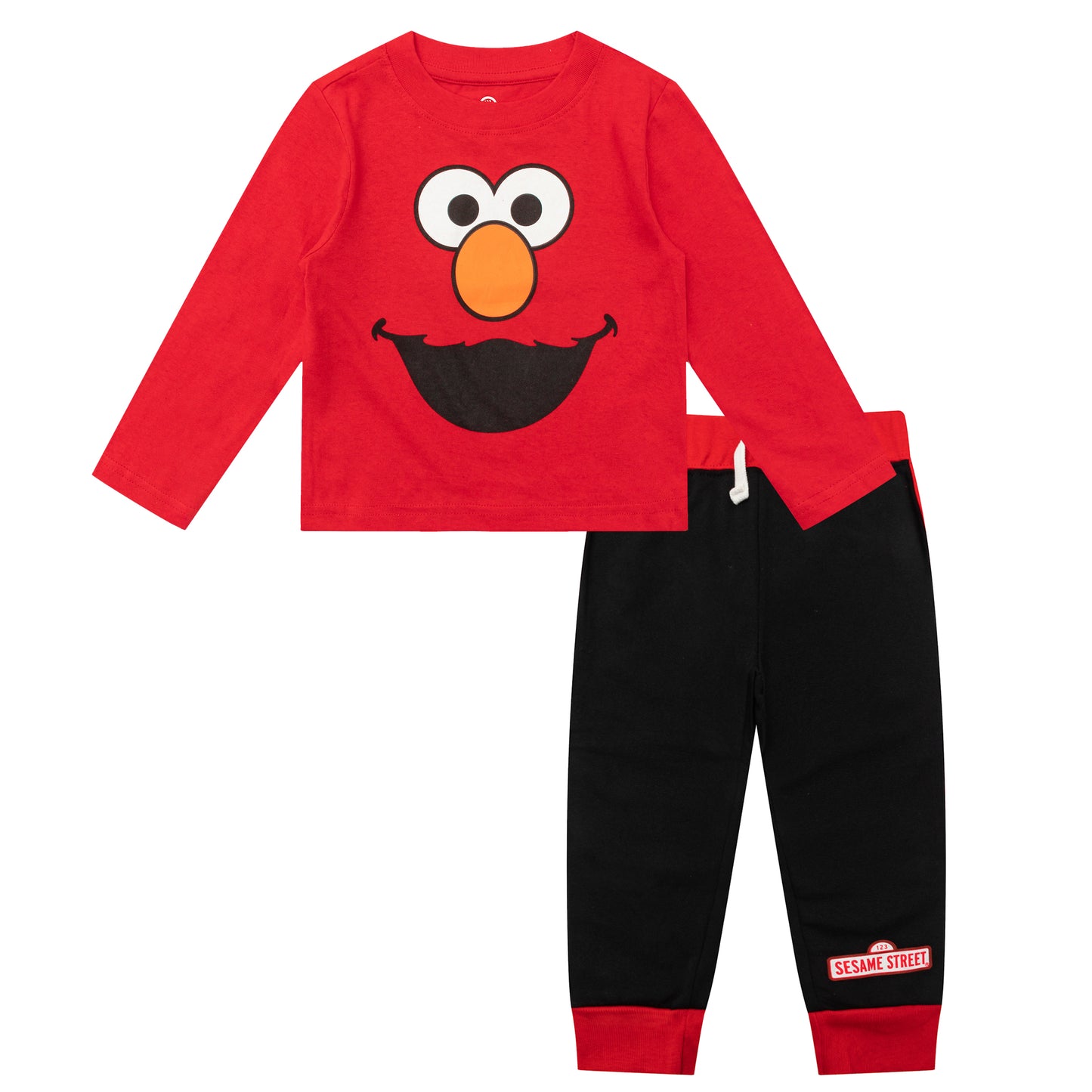 Sesame Street Cookie Monster and Elmo Boys’ Long Sleeve Shirt and Jogger Pants Set for Infant and Toddler – Blue/Red