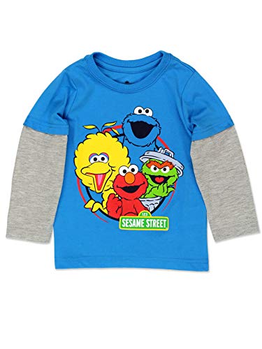 Sesame Street Elmo and Cookie Monster Boys T-Shirt for Infant and Toddlers – Blue or Red