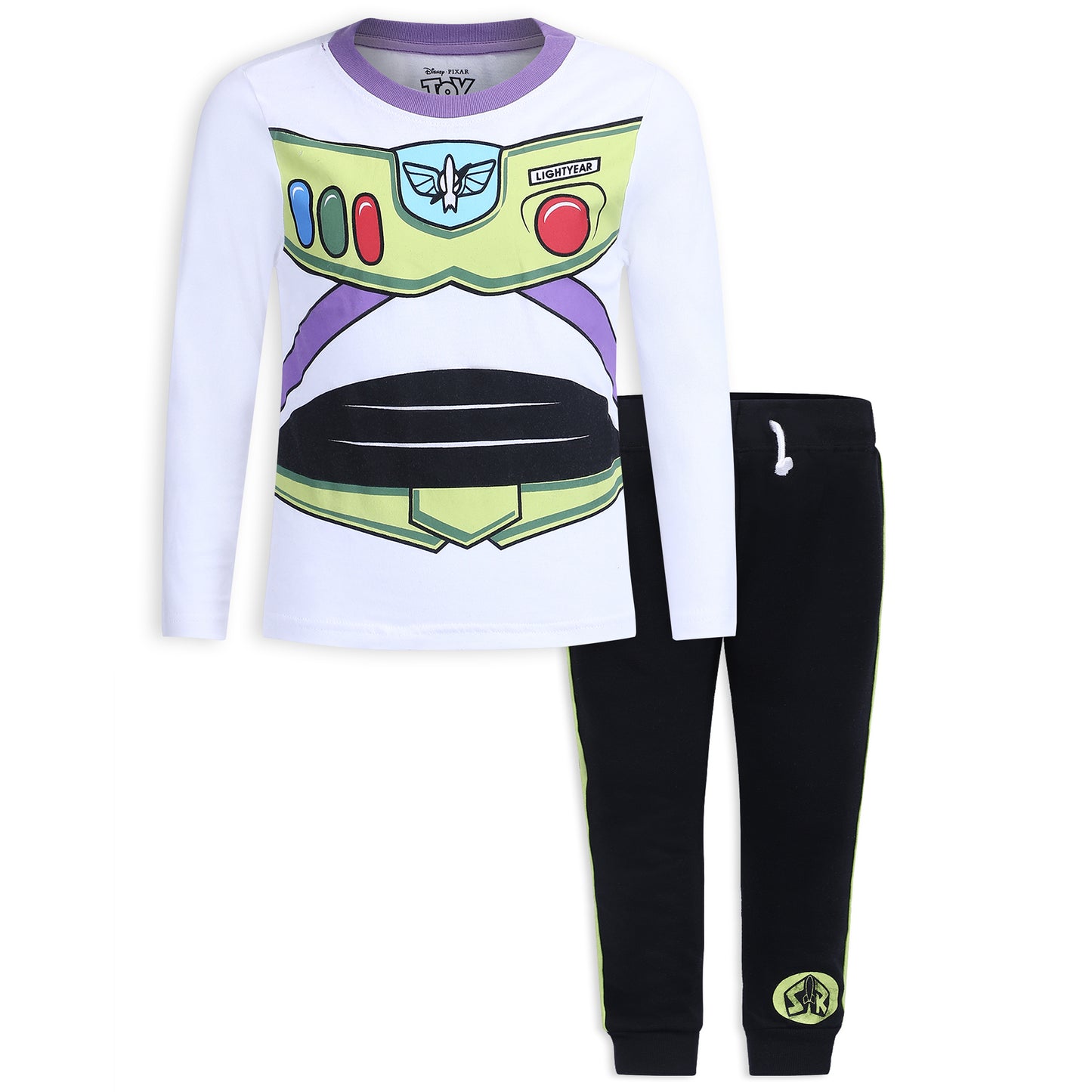 Disney Toy Story Woody and Buzz Lightyear Boys’ Long Sleeve Shirt and Jogger Pant Set for Toddler and Little Kids
