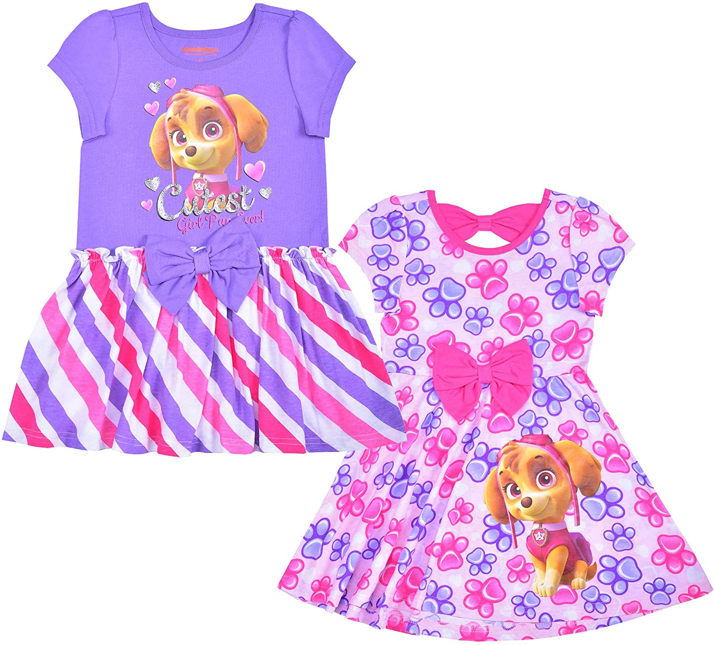 Nickelodeon Paw Patrol 2-Pack Short Sleeve Dresses for Toddlers to Big Kids