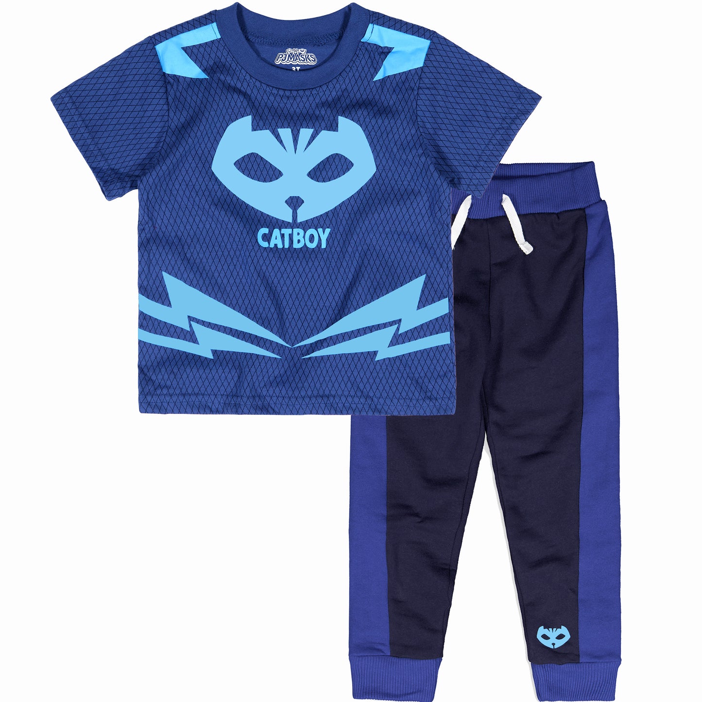 PJ Masks Catboy or Gekko Boys’ T-Shirt and Jogger Set for Toddler and Little Kids – Blue/Navy or Green/Black