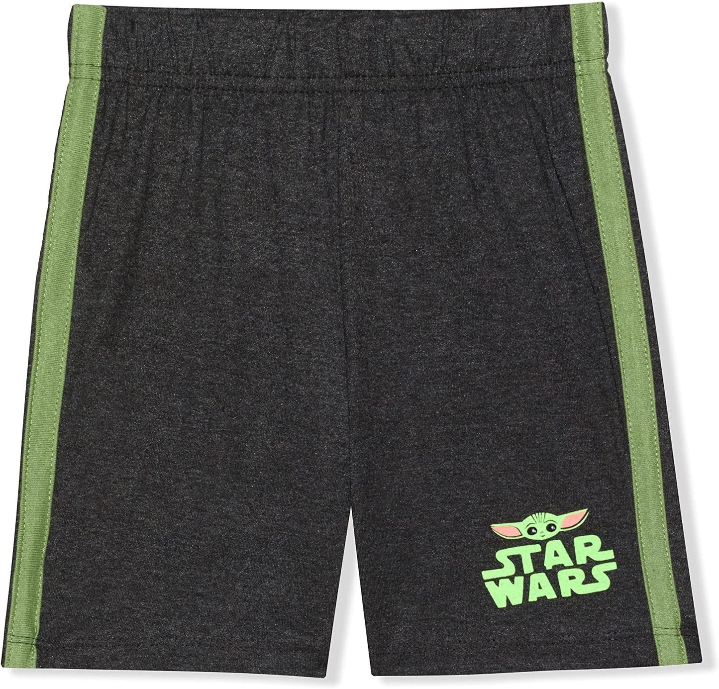 Star Wars Boys Baby Yoda Hooded T-Shirt, T-Shirt and Short Set for Toddler and Little Kids - Green/Grey