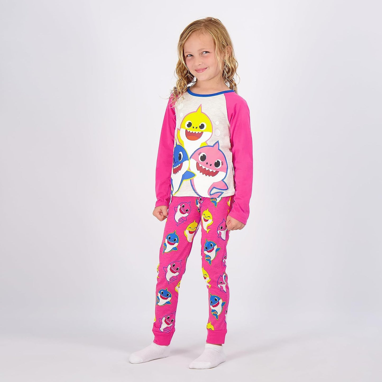 Nickelodeon Baby Shark Girls? Long Sleeve Shirt and Jogger Set for Infant, Toddler and Little Kids ? Pink/Grey