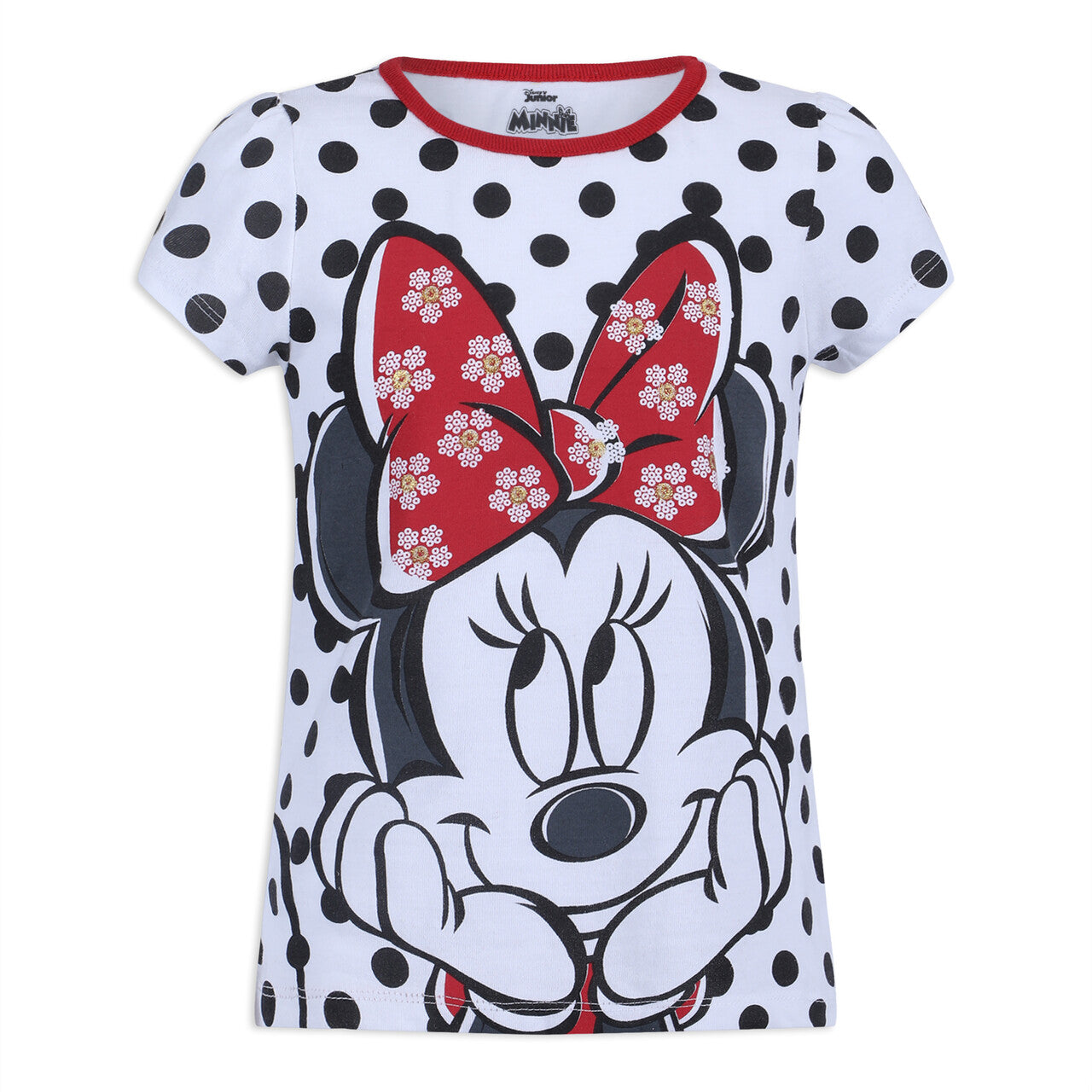 Disney Girl's 3 Pack Minnie Mouse Short Sleeves Tee Shirt Set, Pink/Yellow/White