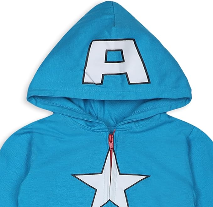 Marvel Hulk, Captain America, Iron Man or Spiderman Boys Zip Up Hooded Bodysuit for Infant and Toddler