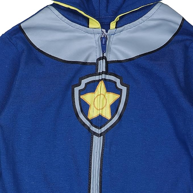 Nickelodeon Paw Patrol Chase Boys’ Zip Up Long Sleeve Hooded Romper for Newborn, Infant and Toddler– Blue/Brown