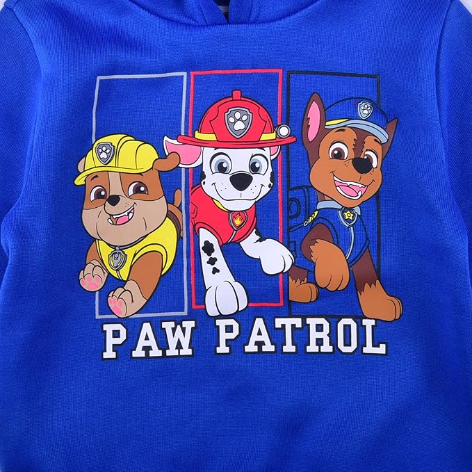 Nickelodeon Paw Patrol Chase, Rubble and Marshall Boys' Hoodie for Toddler and Little Kids – Blue