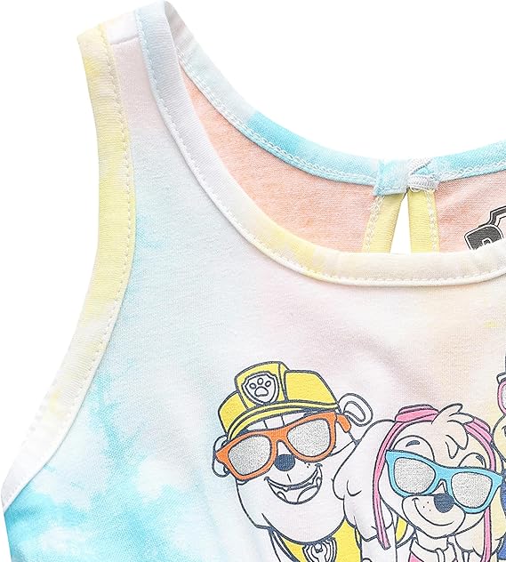 Nickelodeon Paw Patrol Skye, Chase, Marshall and Rubble Girls 2 Pack Sleeveless Romper Shorts for Toddlers