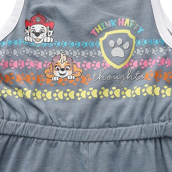 Nickelodeon Paw Patrol Skye, Chase, Marshall and Rubble Girls 2 Pack Sleeveless Romper Shorts for Toddlers
