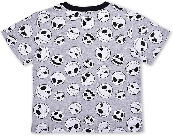 Disney Nightmare Before Christmas Boys 3 Pack Short Sleeve Shirt for Toddler and Big Kid – Black/Grey