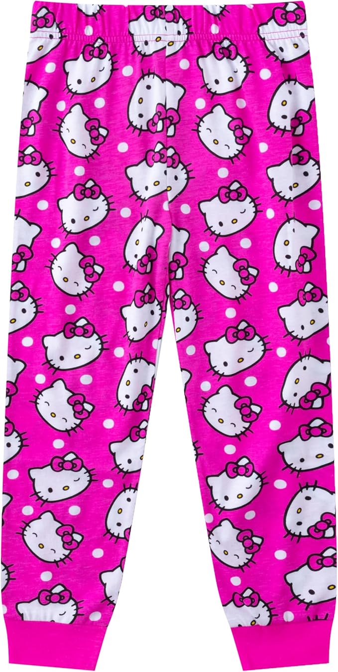 Hello Kitty Girls Long Sleeve T-Shirt and Jogger Sweatpant Set for Infant, Toddler, Little and Big Girls - Pink