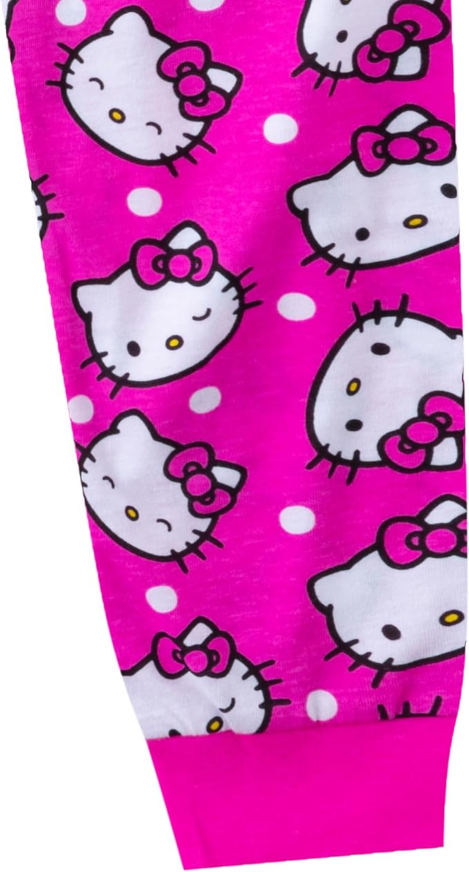 Hello Kitty Girls Long Sleeve T-Shirt and Jogger Sweatpant Set for Infant, Toddler, Little and Big Girls - Pink