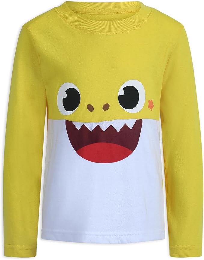 Nickelodeon Baby Shark Boys’ Long Sleeve T-Shirt and Jogger Set for Infant, Toddler and Little Kids – Blue/Yellow