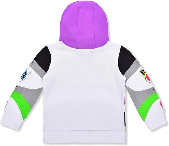 Disney Toy Story Boys’ Buzz Lightyear Pullover Hoodie for Toddler and Little Kids – White