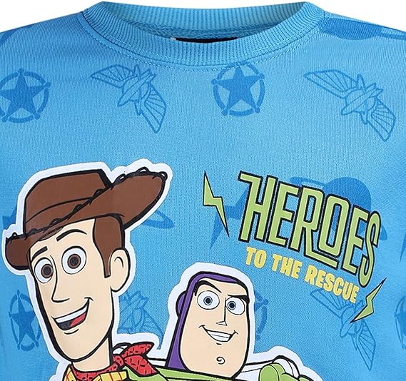 Disney Boy's 2-PieceToy Story Heroes Long Sleeve Shirt and Jogger Pant Set, Blue/Navy