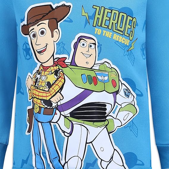 Disney Boy's 2-PieceToy Story Heroes Long Sleeve Shirt and Jogger Pant Set, Blue/Navy