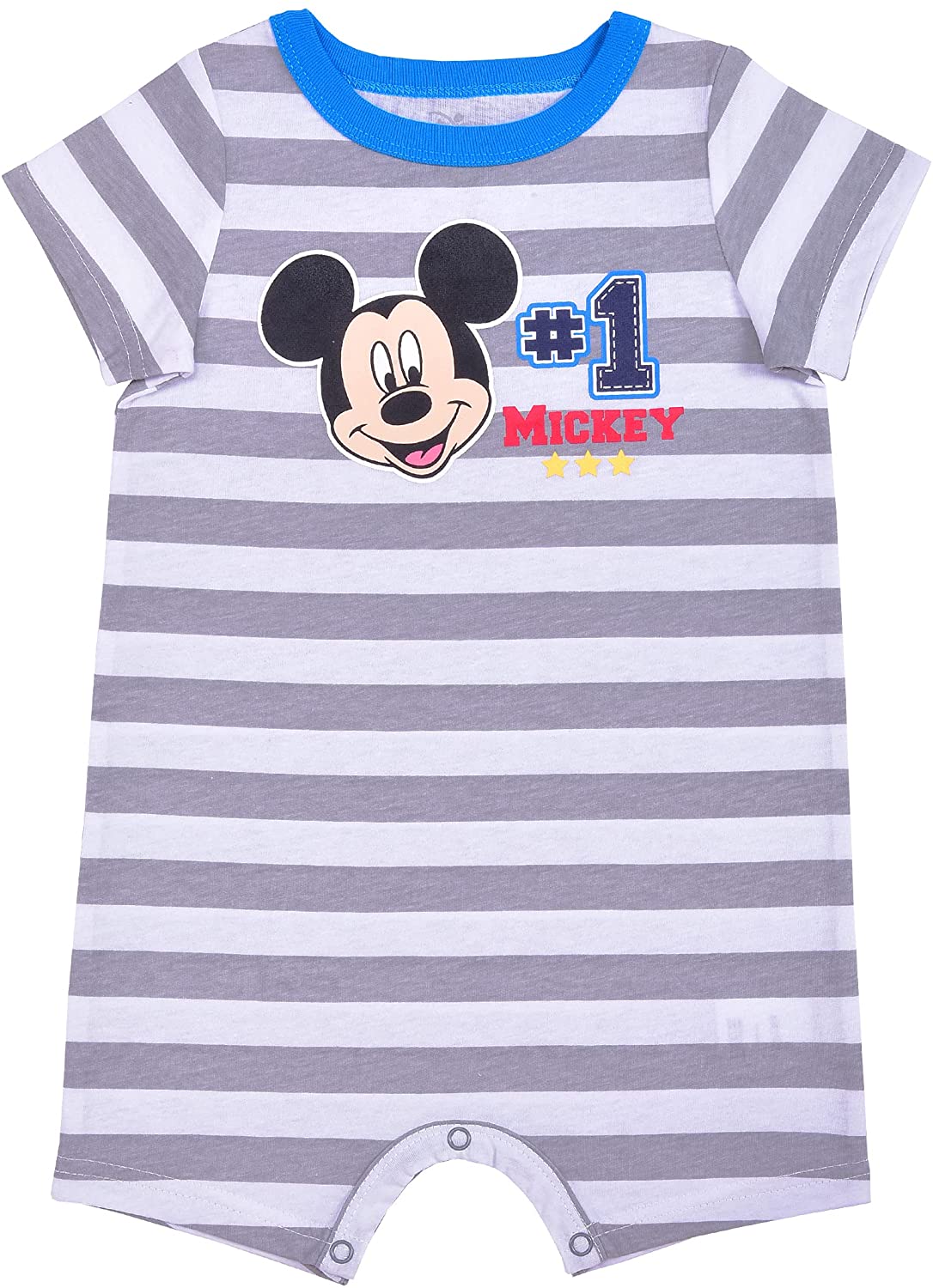 Disney Mickey Mouse Boys’ 3 Pack Rompers for Newborn and Infant – Blue/Green/Red