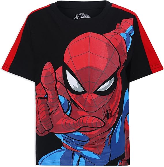 Marvel Avengers Spiderman Boys 3 Pack Short Sleeve T-Shirt for Toddler and Little Kids – Grey/Black/Blue