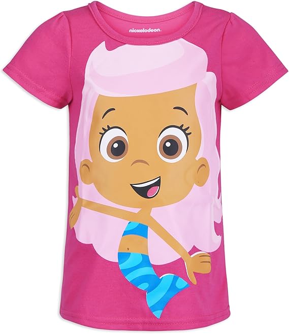 Nickelodeon Bubble Guppies Girls Molly, Deema, Oona and Bubble Puppy 3 Pack T-Shirt for Toddler – Purple/Blue