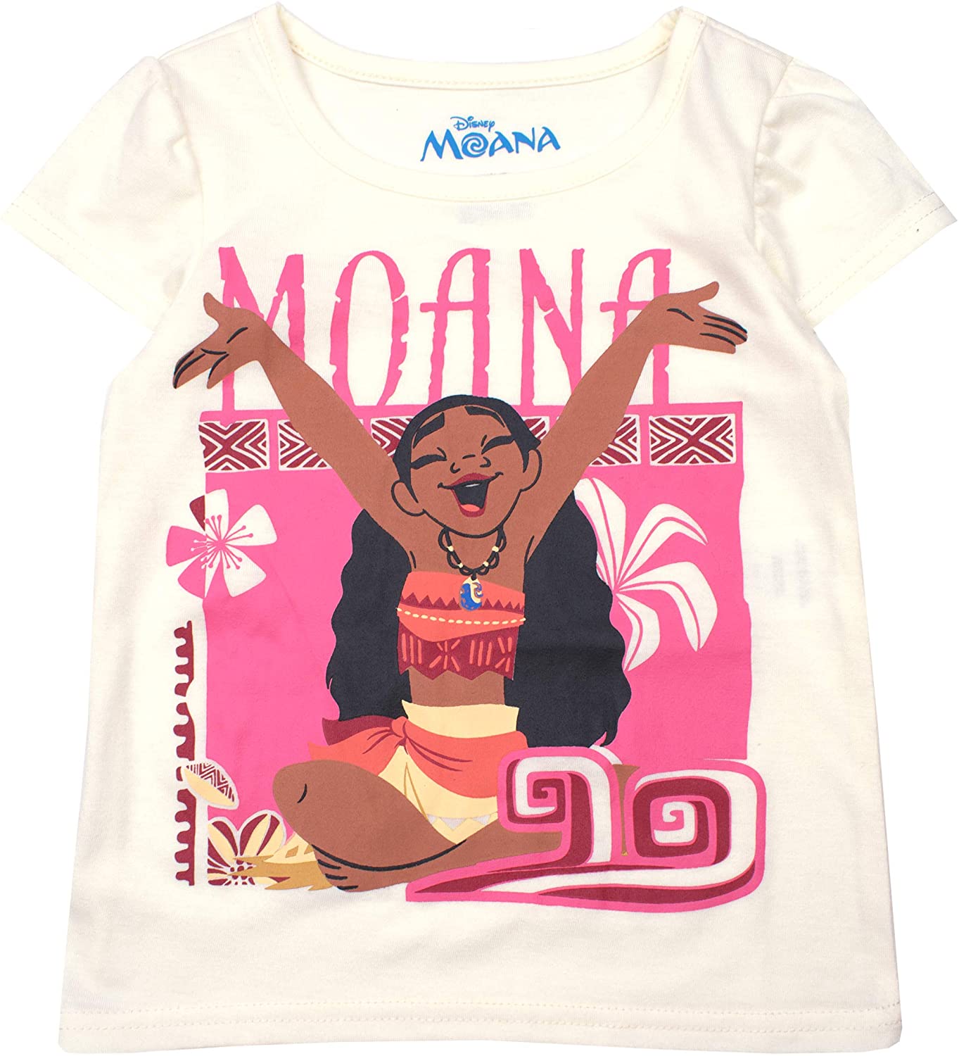 Disney Moana Girls 3 Pack T-Shirts for Toddler, Little and Big Girls - Green/Grey/White