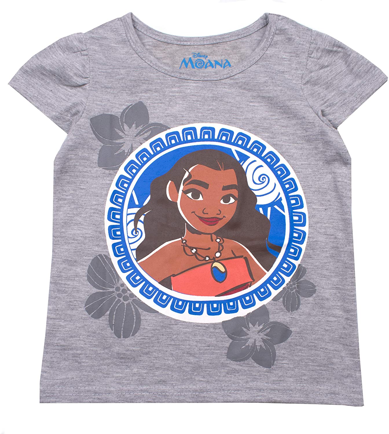 Disney Moana Girls 3 Pack T-Shirts for Toddler, Little and Big Girls - Green/Grey/White
