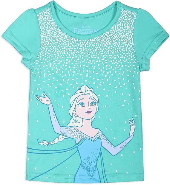 Disney Frozen Girls 3 Pack T-Shirts for Toddler, Little and Big Girls - Pink/Green/White