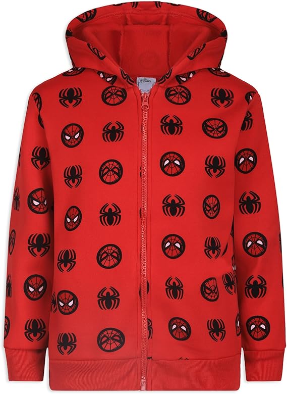 Marvel Spiderman Boys’ 2 Pack Hoodie for Toddler and Little Kids – Red/Black