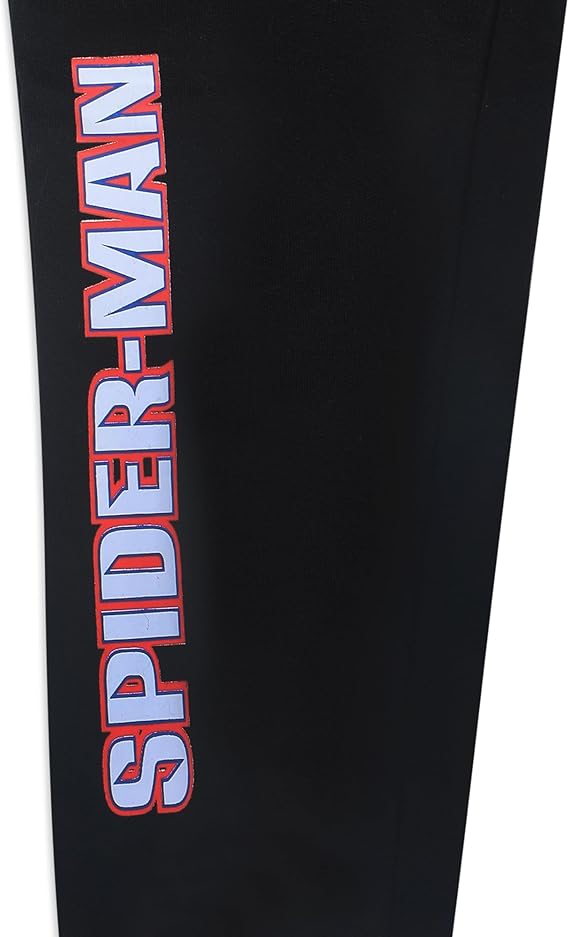 Marvel Spiderman or Black Panther Boys 2 Pack Joggers with Drawstring for Toddler and Little Boys - Red/Black or Grey