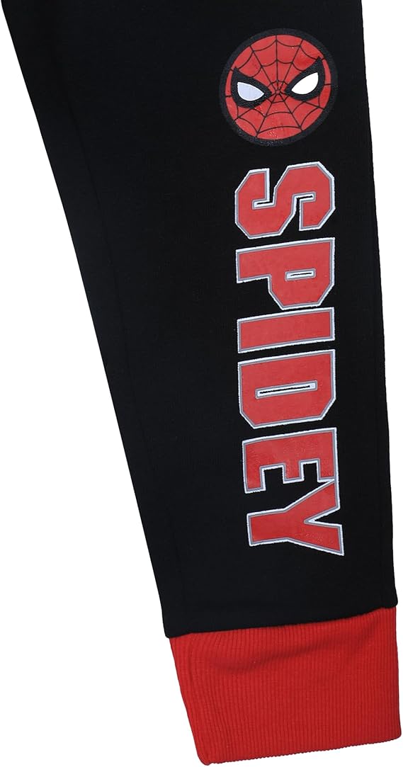 Marvel Spiderman or Black Panther Boys 2 Pack Joggers with Drawstring for Toddler and Little Boys - Red/Black or Grey