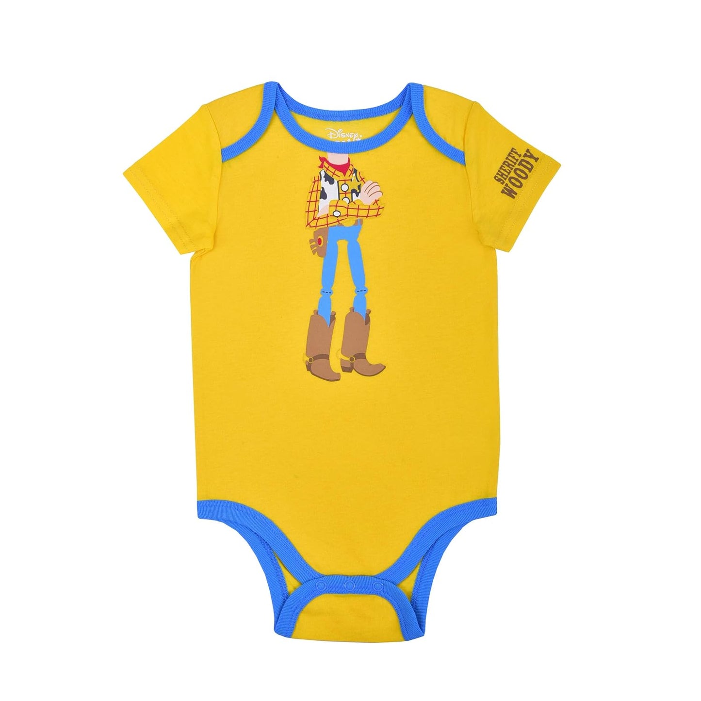 Disney Toy Story Woody and Buzz Boys’ Costume Bodysuit and Cap Set for Newborn and Infant – Blue/Green or Yellow/Brown