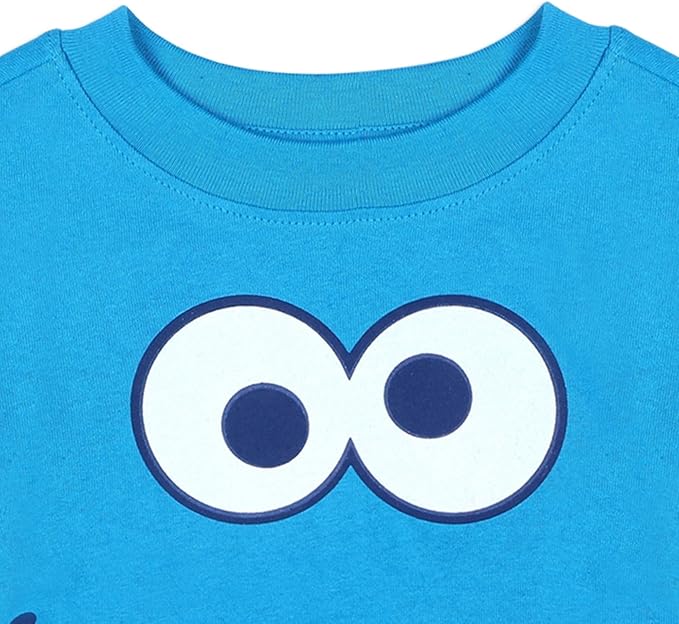 Sesame Street Cookie Monster and Elmo Boys’ Long Sleeve Shirt and Jogger Pants Set for Infant and Toddler – Blue/Red