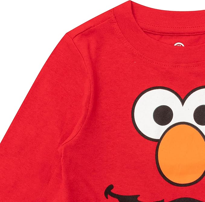 Sesame Street Cookie Monster and Elmo Boys’ Long Sleeve Shirt and Jogger Pants Set for Infant and Toddler – Blue/Red