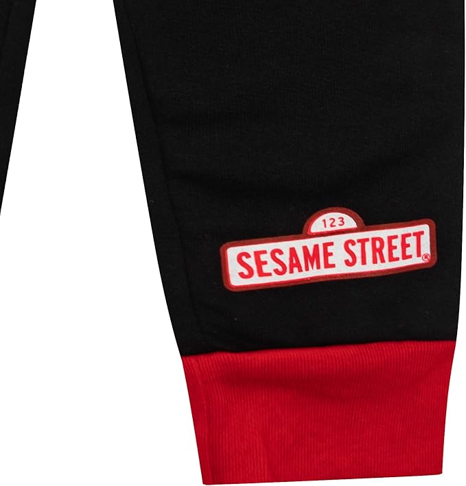 Sesame Street Cookie Monster and Elmo Boys’ Long Sleeve Shirt and Jogger Pants Set for Infant and Toddler – Blue/Red