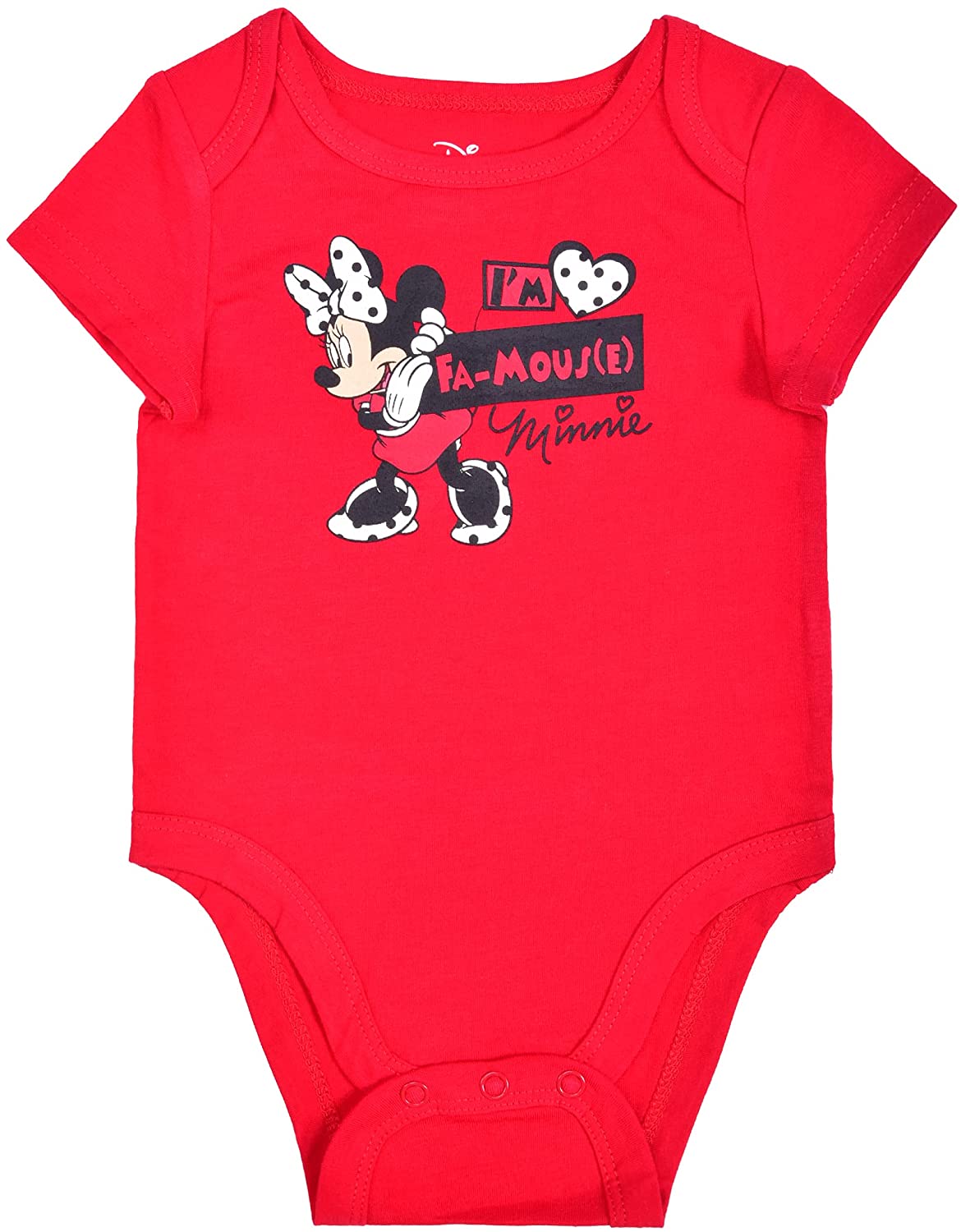 Disney Minnie Mouse Girls’ Bodysuit, Leggings and Bib Set for Newborn – Red/White