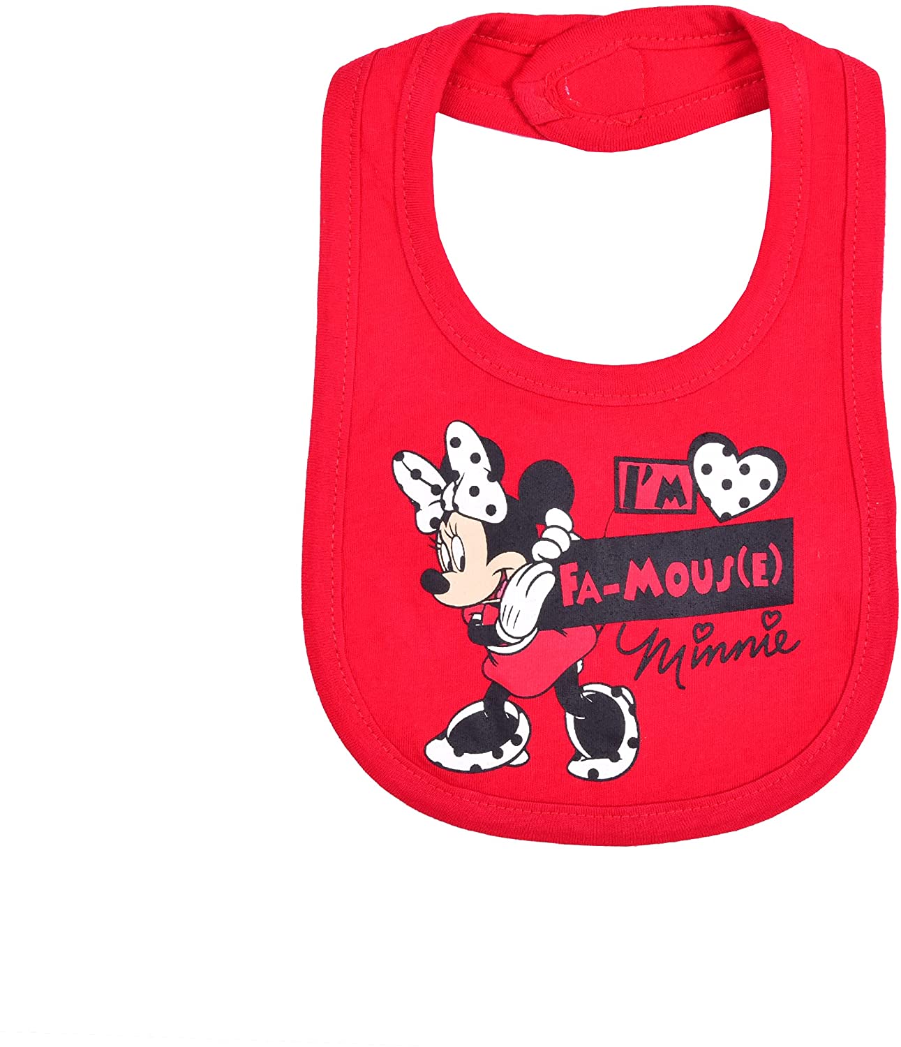 Disney Minnie Mouse Girls’ Bodysuit, Leggings and Bib Set for Newborn – Red/White