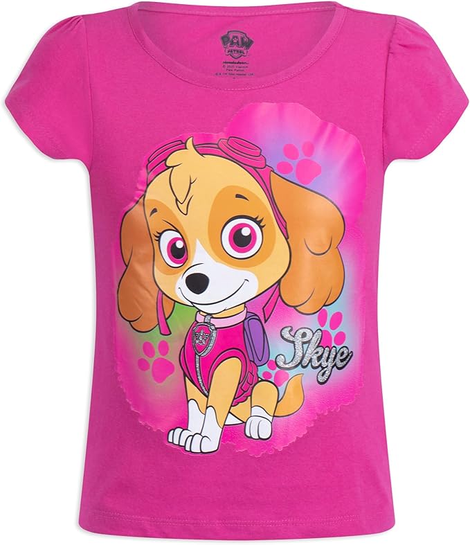 Nickelodeon Paw Patrol Skye and Everest Girls’ 3 Pack T-Shirts for Toddler Little Kids – Pink/Purple/Blue