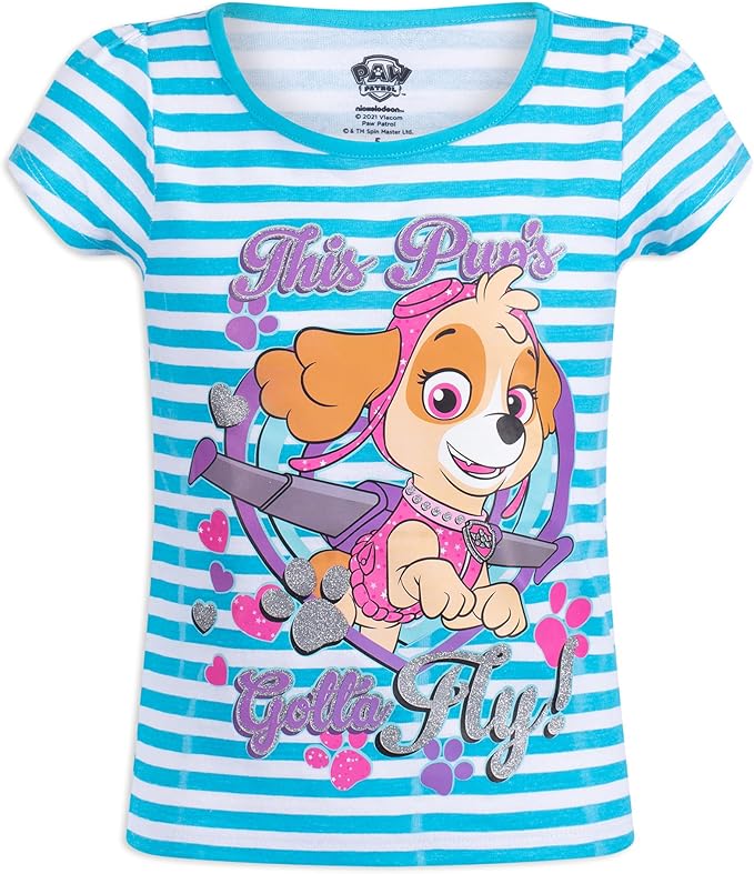 Nickelodeon Paw Patrol Skye and Everest Girls’ 3 Pack T-Shirts for Toddler Little Kids – Pink/Purple/Blue