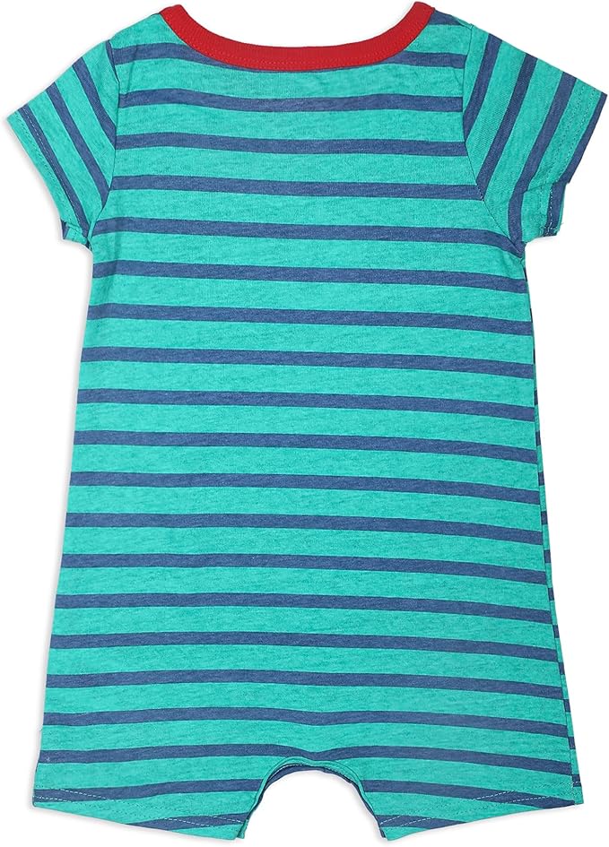 Disney Mickey Mouse Boys’ Short Sleeve Rompers 3 Pack for Newborn and Infant – Blue/Red
