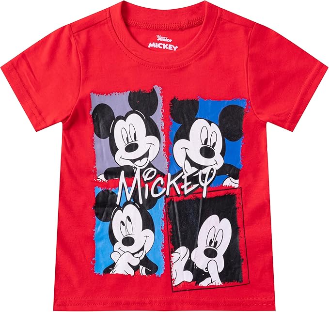 Disney Mickey Mouse Boys’ 3 Pack T-Shirts for Toddler – Red/White/Black